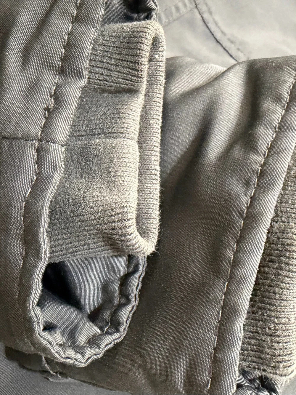 Abercrombie kids Gray Hooded Sherpa-Lined Puffer Jacket with Plaid Trim